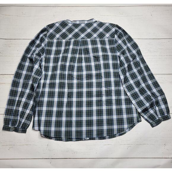 J. Crew Embellished Sequin Button Up Tartan Plaid Top Forest Green Cotton Medium - Picture 3 of 11